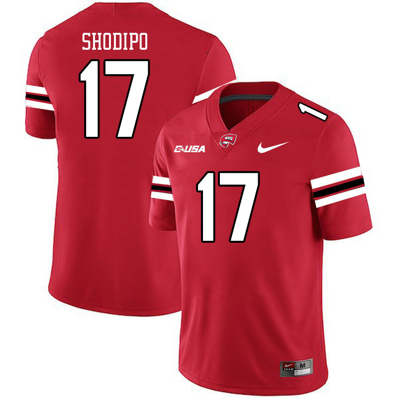 Western Kentucky Hilltoppers #17 Josh Shodipo College Football Jerseys Stitched Sale-Red Western Kentucky Hilltoppers #17 Josh Shodipo College Football Jerseys Stitched Sale-Red